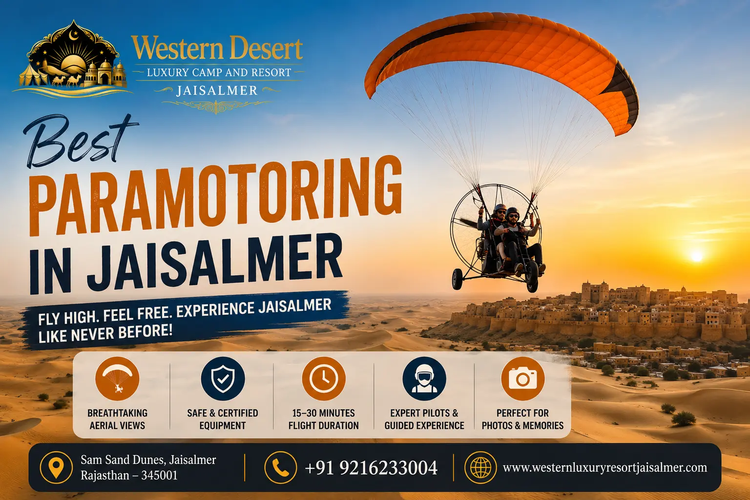 Best Paramotoring in Jaisalmer: Price, Location, Timing & Booking Guide